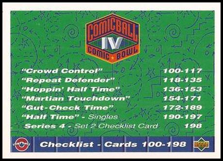 198 Checklist - Cards 100-198
